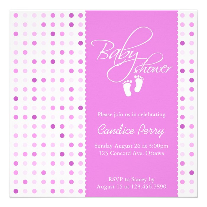 Script Polka Dot Girl Baby Shower Invite