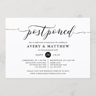 Script Postponed Wedding Ceremony and Reception Invitation