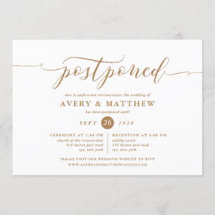 Script Postponed Wedding Ceremony and Reception Invitation