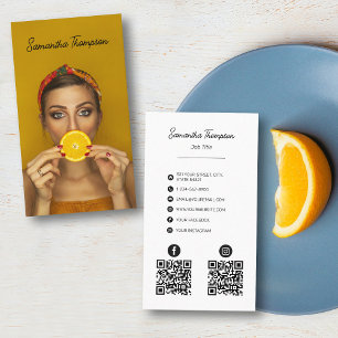 Script Professional Photography 2 QR Codes Business Card
