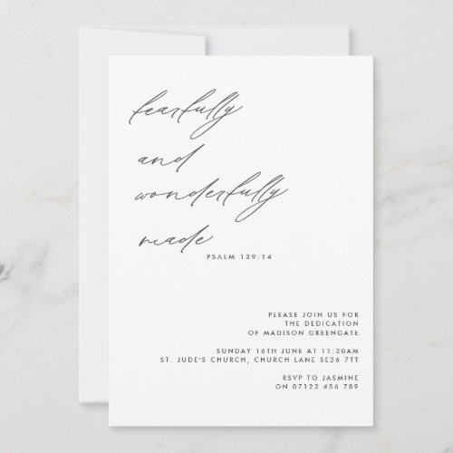 Script Psalm 139 Baby Dedication Photo Invitation