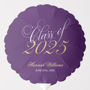 Script Purple Faux Gold 2025 Graduation Balloon