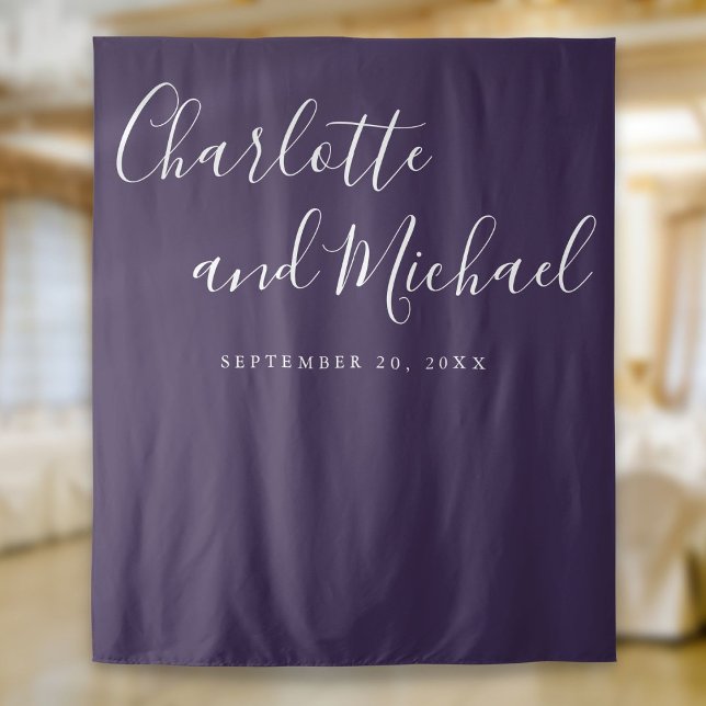 Script Purple Wedding Photo Booth Backdrop (Script Purple Wedding Photo Booth Backdrop)