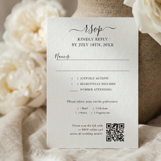 Script QR Code Modern Wedding RSVP Card