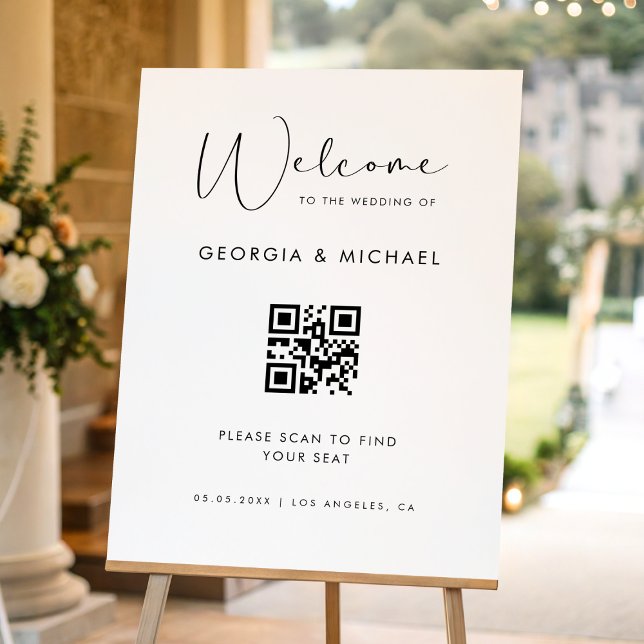 Script QR Code Seating Chart Wedding Welcome Sign (Creator Uploaded)
