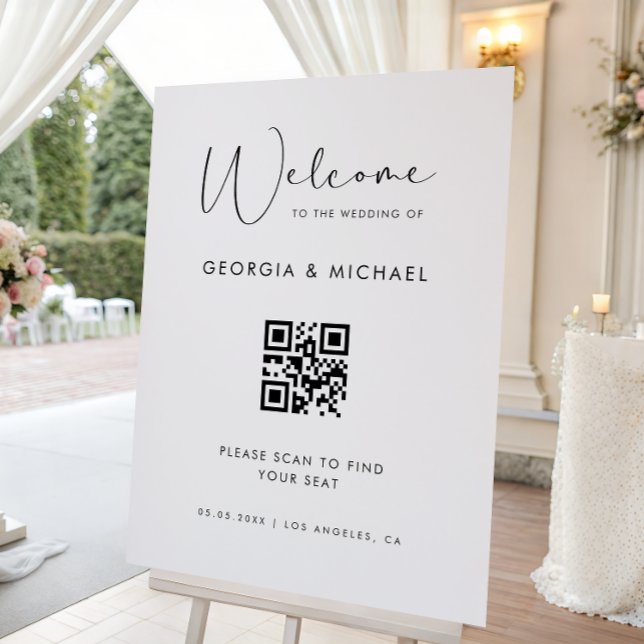Script QR Code Seating Chart Wedding Welcome Sign (Creator Uploaded)