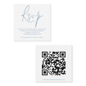 Script QR Code Wedding Blue White RSVP Enclosure Card