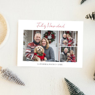 Script Red Feliz Navidad 3 Photo Spanish Christmas Holiday Card