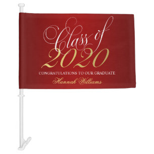 Script Red Gold Class of 2020 Graduation Car Flag