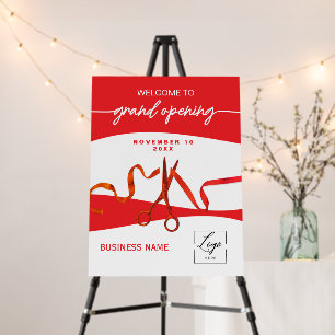 Script Red Ribbon Cutting Grand Opening Welcome Foam Board