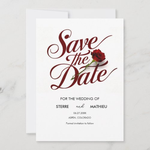 Script Red Rose Wedding Save The Date