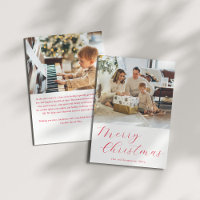 Script Red Simple Merry Christmas Photo Letter