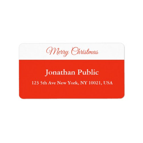 Script Red White Template Merry Christmas Address Label