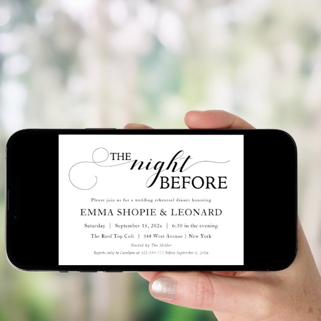 Script Rehearsal Dinner photo on back Invitation (Front Digital)