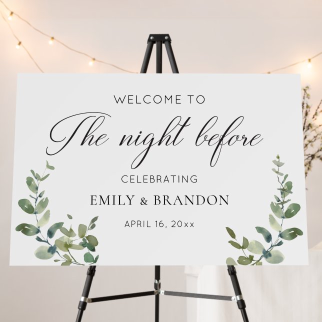 Script Rehearsal Dinner The Night Before Greenery Foam Board (In Situ (Stand))