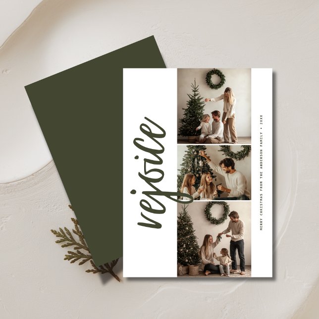 Script Rejoice Religious Christmas Family Photo Holiday Card (Creator Uploaded)