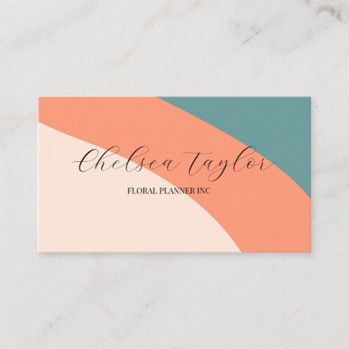 Script Retro Abstract Wavy Lines Professional  Business Card