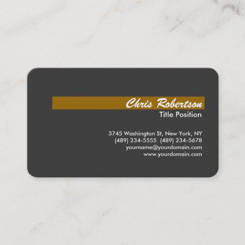 Script Round Corner Gray Gold Yellow Business Card