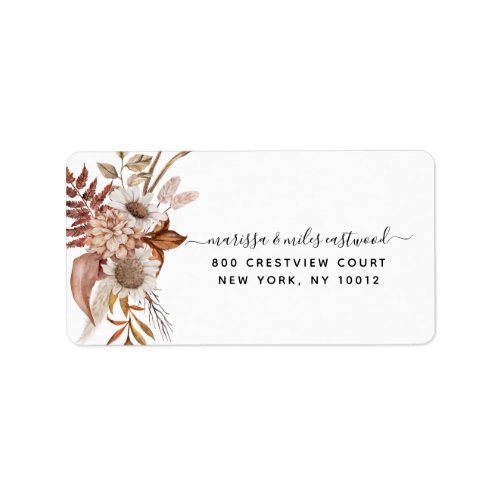 Script Rustic Floral Return Address Label