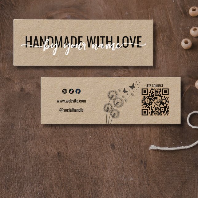 Script Rustic Handmade with Love Kraft Mini  Business Card (Creator Uploaded)