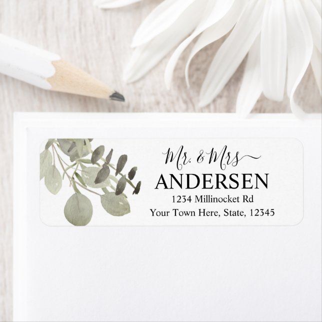 Script Sage Green Wedding Return Address Label (Insitu)
