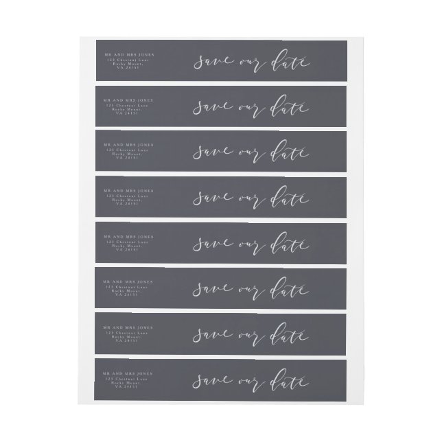 SCRIPT SAVE OUR DATE WRAP AROUND ADDRESS LABEL (Sheet)