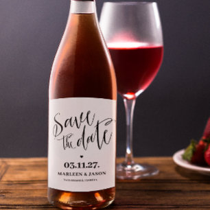 Script Save the date Wine Label