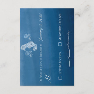 Script Seahorse Watercolor RSVP Wedding Card