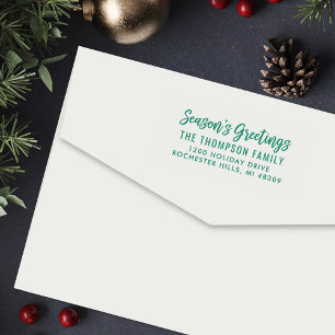 Script Season's Greetings Holiday Return Address Self-inking Stamp