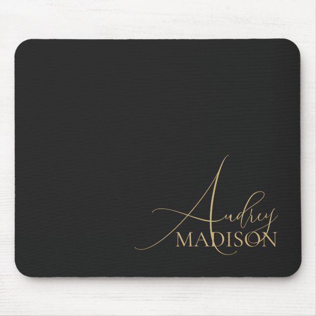 Script Serif Name Black Mouse Pad (Front)