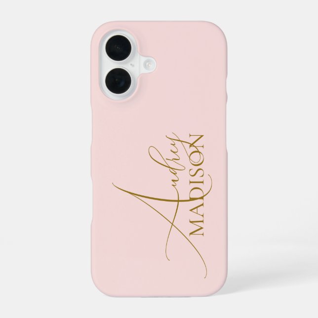 Script Serif Name Blush Pink Iphone Case (Back)