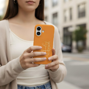 Script Serif Name Orange iPhone 16 Case