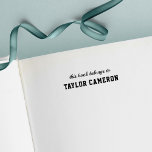 Script & Serif Varsity Style This Book Belongs To Self-inking Stamp<br><div class="desc">Script and Serif Varsity Style Self Inking Rubber Stamp with stripes that is easy to personalize. Great stamp for your books. Personalize it by replacing the placeholder text. For more options such as to change the font, it's size or spacing between letters click the "Customize it" button. *Please note that...</div>