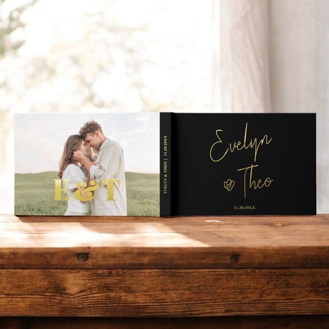 Script Signature Elegant Black Wedding Foil Guest Book (Creator Uploaded)