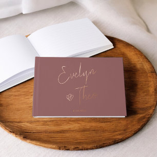 Script Signature Elegant Blue Wedding Foil Guest Book