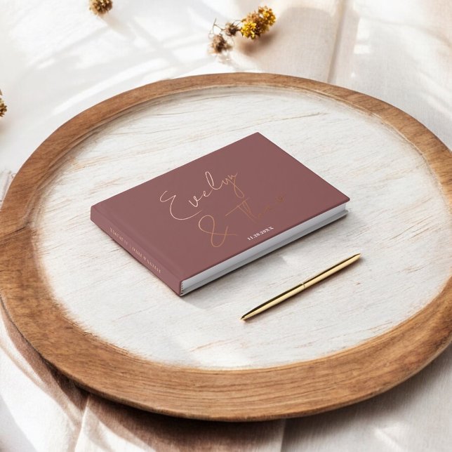 Script Signature Elegant Blush Wedding Foil Guest Book (Creator Uploaded)