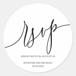 Script Signature Elegant RSVP Classic Round Sticker