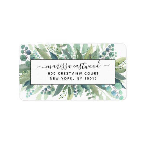 Script Signature Eucalyptus Return Address Label