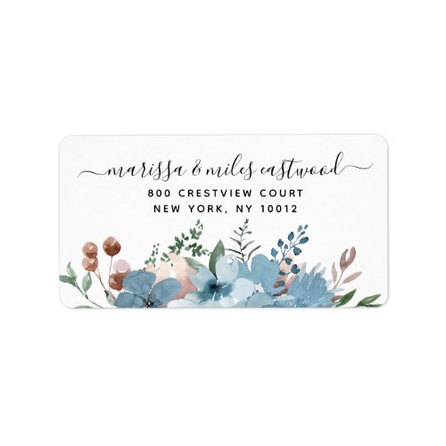 Script Signature Floral Return Address Label