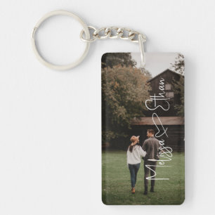 Script Signature Hear Photo Keychain