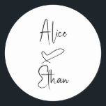 Script Signature Heart Wedding Classic Round Sticker<br><div class="desc">Script signature style and a heart.</div>