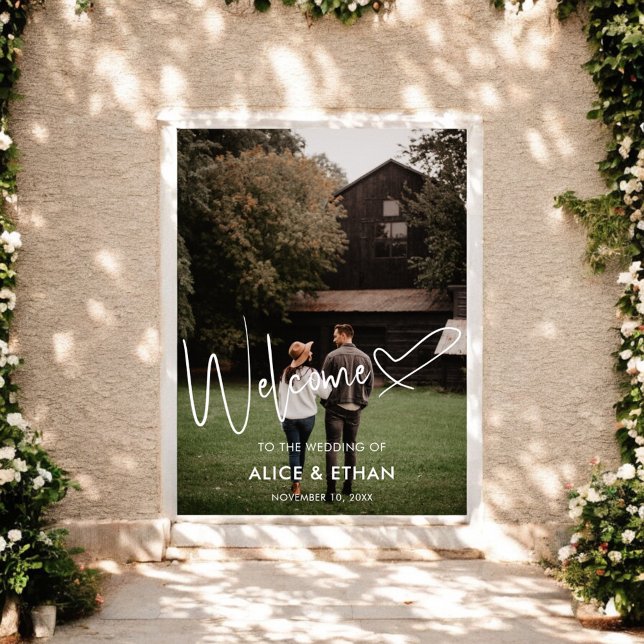 Script Signature Heart Welcome Wedding Photo Poster (Creator Uploaded)