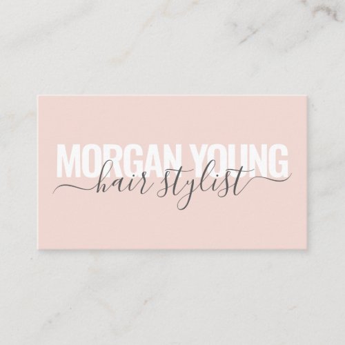 Script signature modern blush pink hair stylist business card