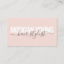 Script signature modern blush pink hair stylist business card