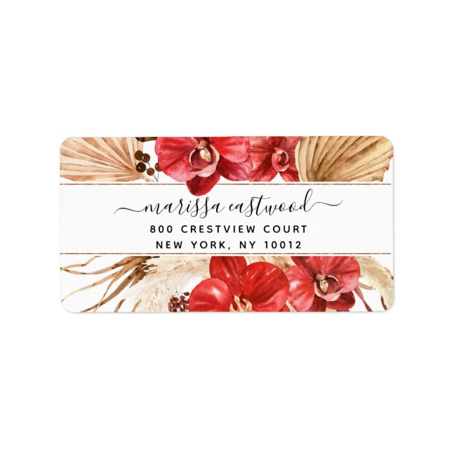 Script Signature Name Floral Return Address Label (Front)
