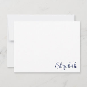 Script Signature Navy Blue Stationery Note Card