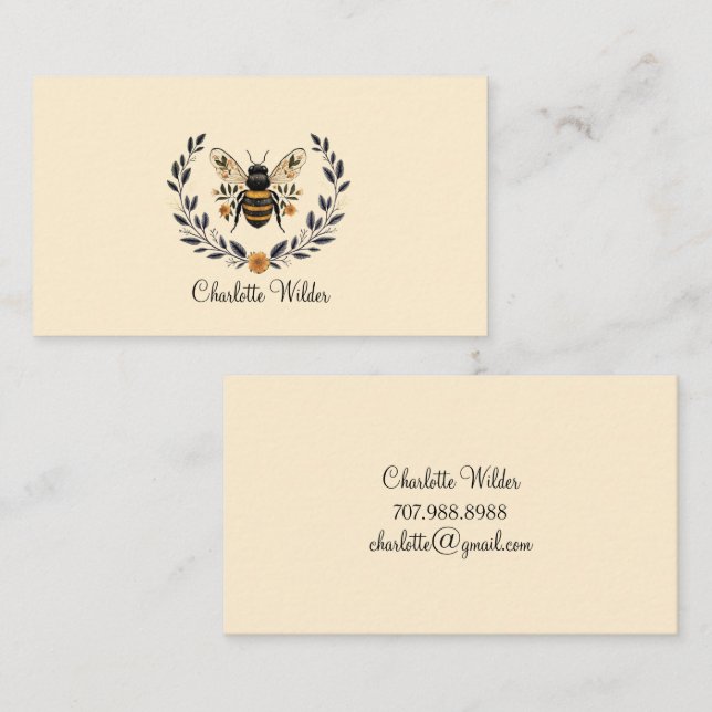 Script Signature Personalized Bee Floral  Calling Card (Front/Back)