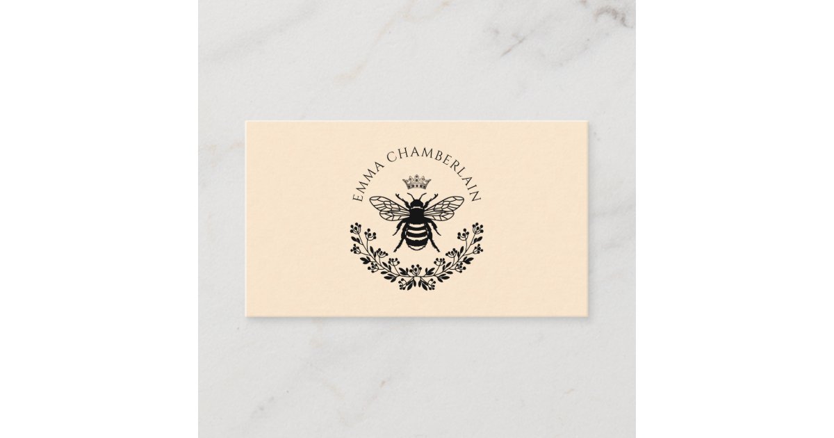 Script Signature Personalized Bee Floral Calling Card | Zazzle