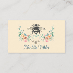 Script Signature Personalized Bee Floral Calling Card