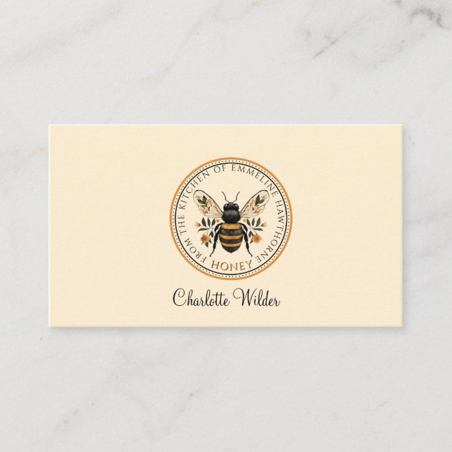 Script Signature Personalized Bee Floral  Calling Card (Front)